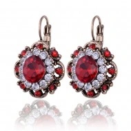 Eleganti cercei cu cristale - red & white