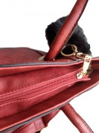 Geanta / poseta de dama, stil modern, rosu burgund, cu ornament - Img 3