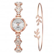 Set Ceas dama elegant cu cristale + bratara, model 2