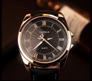 Ceas barbatesc Yazole, stil casual auriu cu negru - Img 2