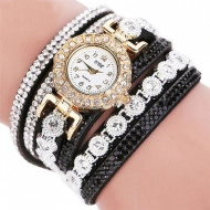 Ceas dama elegant, curea lunga Full crystals - black- Cadoulchic.ro
