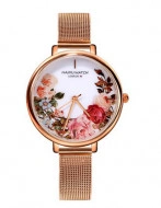 Ceas dama Flowers of Spring, rose golden cu alb