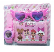 Ceas pentru fetite cu portofel, tip LOL Surprise, set