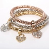 Set 3 bratari Golden & Silver cu pandantive