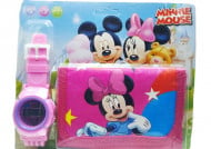 Set Ceas pentru fetite cu portofel, tip Minnie Mouse