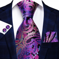 Set cravata + batista + butoni - matase naturala 100%, tesatura Jaquard - model 39