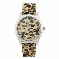 Ceas dama Geneva, model leopard, pe argintiu