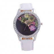 Ceas dama Roses & crystals - alb