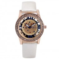 Ceas dama splendid si original, tip skeleton - alb