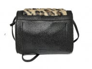 Geanta / poseta de dama, animal print, bej / maro / negru + colier leopard cu cristale