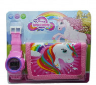 Set Ceas pentru fetite cu portofel, My Little Unicorn, model 1