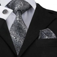Set cravata + batista + butoni - matase 100% - grey