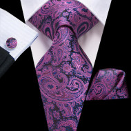 Set cravata + batista + butoni - matase naturala 100%, tesatura Jaquard - model 20