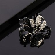Brosa eleganta cu cristale, model floare - neagra