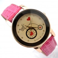 Ceas dama Bicycle & Heart - rose - red