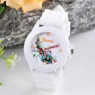 Ceas dama, curea silicon - model floral - Img 2