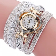 Ceas dama elegant, curea lunga Crystal Heart Full crystals, alb - Cadoulchic.ro