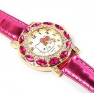 Ceas tip Hello Kitty, cu cristale, ideal pentru tinere moderne - frez
