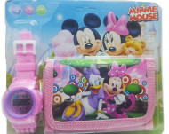 Set Ceas pentru fetite cu portofel, tip Minnie Mouse, model 2