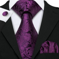 Set cravata + batista + butoni - matase naturala 100%, tesatura Jaquard - model 21