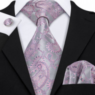 Set cravata + batista + butoni - matase naturala 100%, tesatura Jaquard - model 26