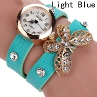 Ceas dama curea lunga Crystals & butterfly-blue