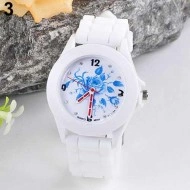 Ceas dama, din silicon, model floral