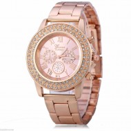 Ceas Geneva cu rand dublu cristale - rose gold