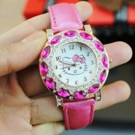 Ceas tip Hello Kitty, cu cristale, ideal pentru tinere moderne - frez - Img 2
