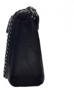 Geanta / poseta eleganta de dama, Sara Moda, 20 x 16 cm, neagra cu ornament si curea lant negru - Img 4