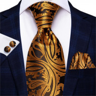Set cravata + batista + butoni - matase naturala 100%, tesatura Jaquard - model 40