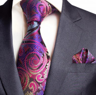 Set cravata + batista - matase naturala 100%, tesatura Jaquard - model 38