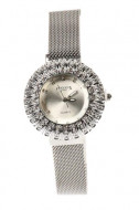 ceas dama elegant argintiu cu cristale si bratara magnetica