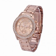 Ceas Geneva cu rand dublu cristale - rose gold