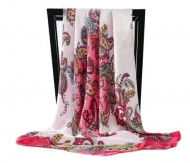 Esarfa eleganta din matase satinata, cu design floral, model 68