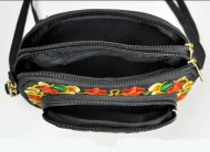 Poseta / geanta de dama, chic, neagra cu broderie florala, model 2 - Img 2