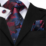 Set cravata + batista + butoni - matase naturala 100%, tesatura Jaquard - model 27