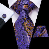 Set cravata + batista + butoni - matase naturala 100%, tesatura Jaquard - model 34