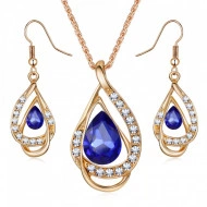 Set elegant (colier si cercei), cu piatra fatetata si cristale, model 4
