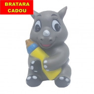 Squishy parfumata model pui de rinocer cu biberon, gri