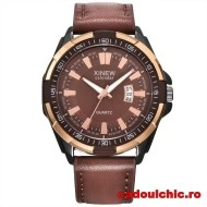 Ceas barbatesc masiv Xinew Time Master - brown + Cutie cadou