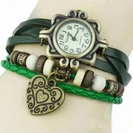 Ceas dama vintage (verde) pandant inima - Cadoulchic.ro