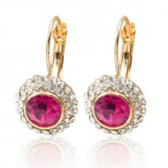 Cercei eleganti cu cristale , golden purple-red