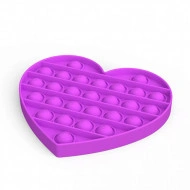 Jucarie Pop It, antistres, forma inima, mov, diametru 13 cm