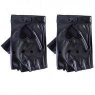 Manusi chic, cu perforatii si decupaj inima, half-fingers, piele ecologica, negre