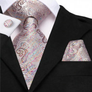 Set cravata + batista + butoni - matase naturala 100%, tesatura Jaquard - model 28