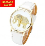 Ceas dama model elefant auriu - alb