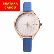 Ceas dama Ok Time fin si elegant ieftin, auriu cu albastru