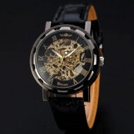 Ceas mecanic Winner pentru barbati - Black & Gold + cutie cadou - Img 2