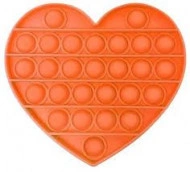 Jucarie Pop It, antistres, forma inima, orange, diametru 13 cm